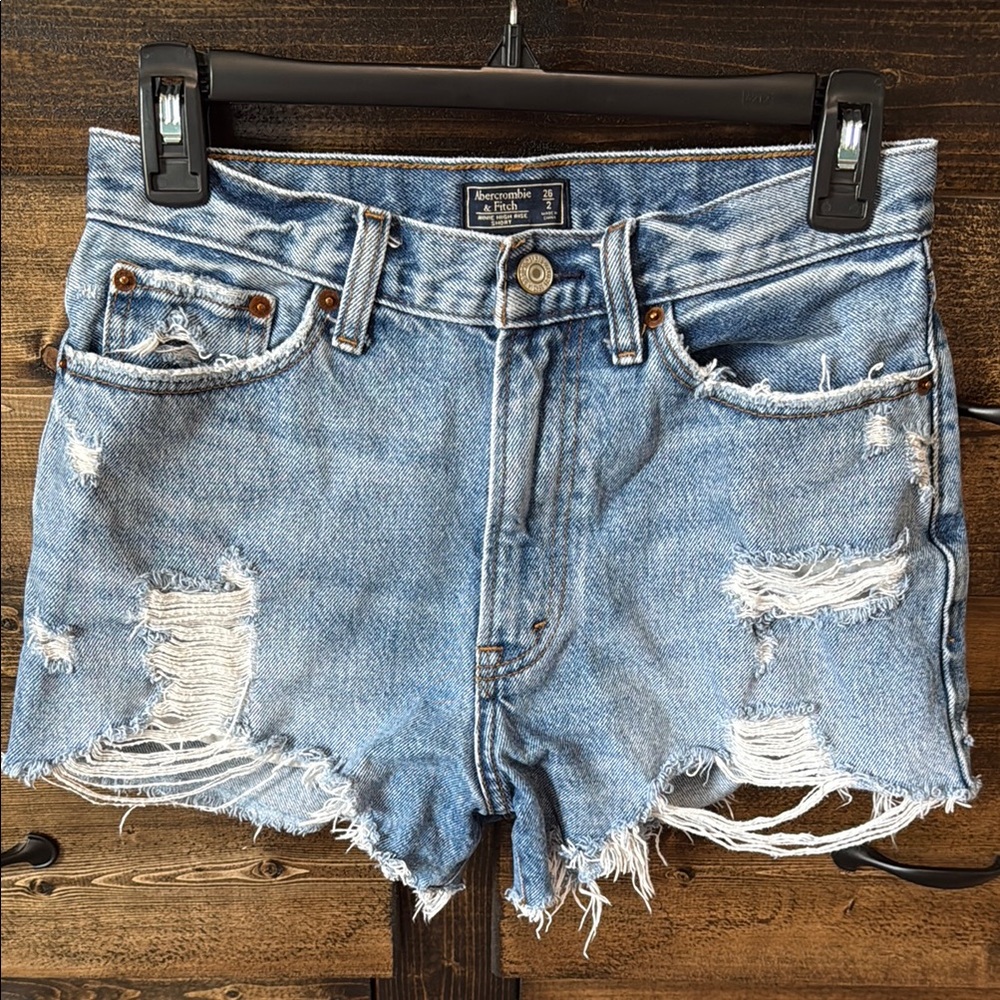 Abercrombie & Fitch Blue Distressed Jean Shorts
